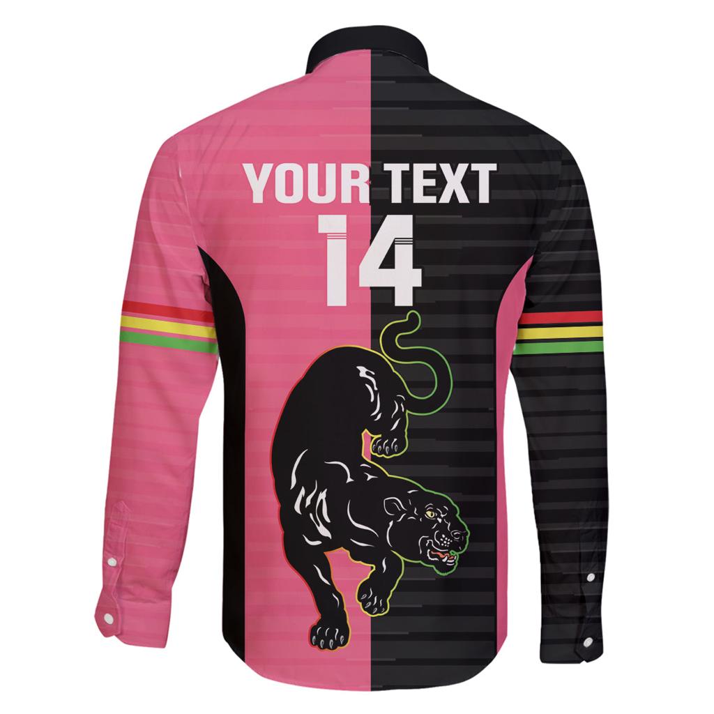 Custom Panthers Rugby Family Matching Summer Maxi Dress and Hawaiian Shirt Black Pink Color Sporty Style
