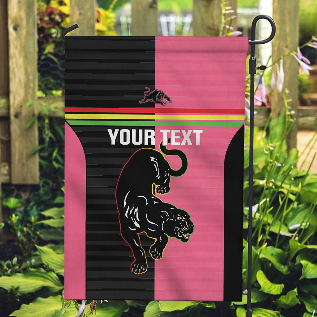 Custom Panthers Rugby Garden Flag Black Pink Color Sporty Style