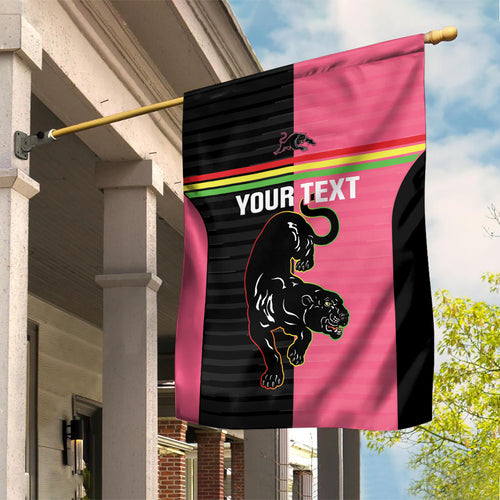 Custom Panthers Rugby Garden Flag Black Pink Color Sporty Style