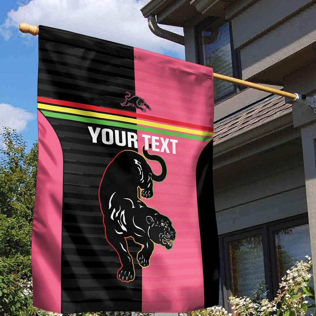 Custom Panthers Rugby Garden Flag Black Pink Color Sporty Style