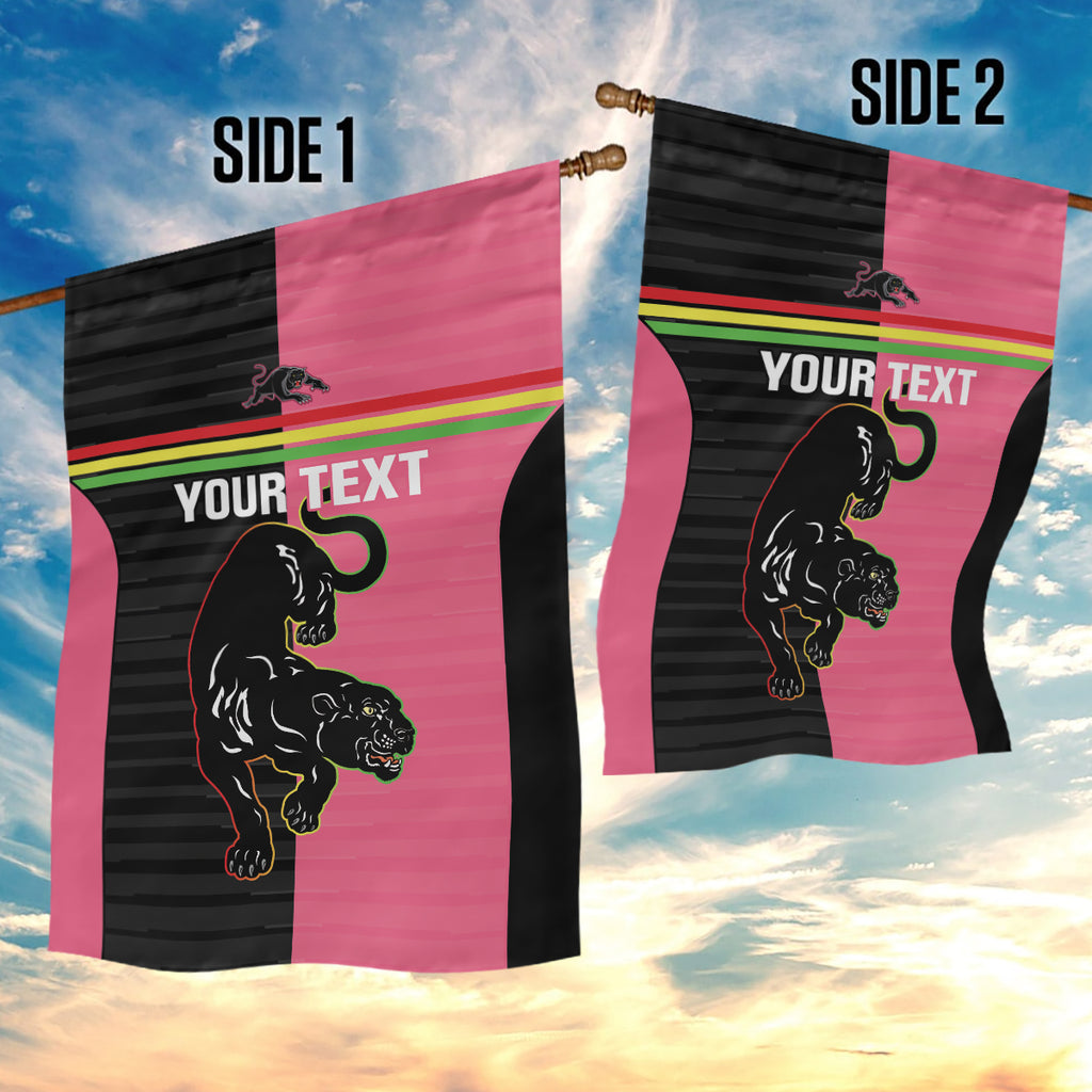 Custom Panthers Rugby Garden Flag Black Pink Color Sporty Style