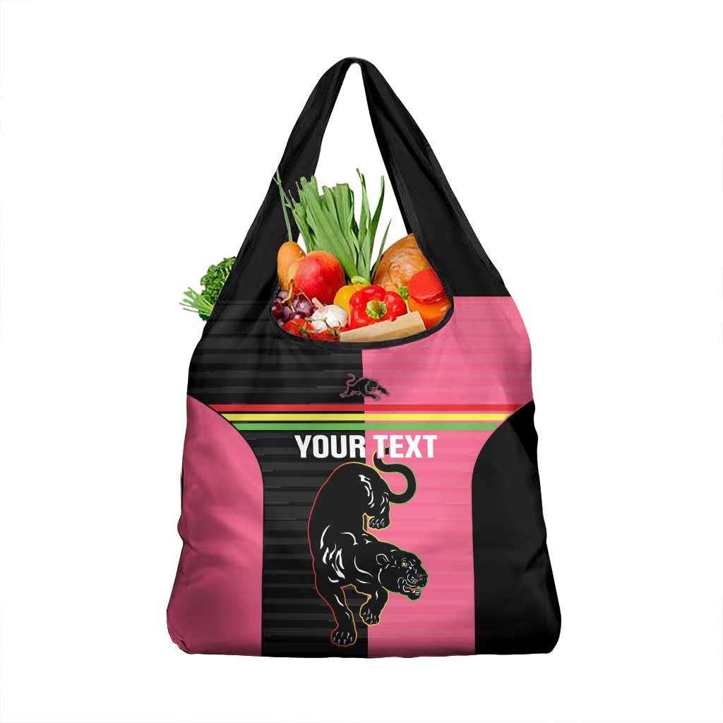 Custom Panthers Rugby Grocery Bag Black Pink Color Sporty Style