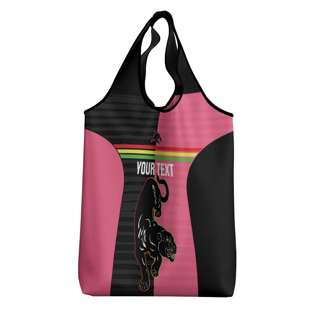 Custom Panthers Rugby Grocery Bag Black Pink Color Sporty Style