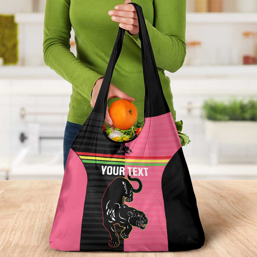Custom Panthers Rugby Grocery Bag Black Pink Color Sporty Style