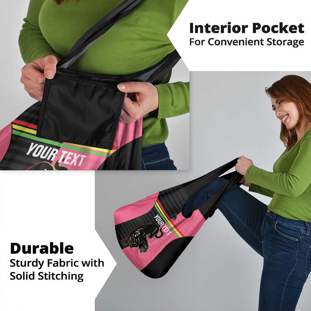 Custom Panthers Rugby Grocery Bag Black Pink Color Sporty Style