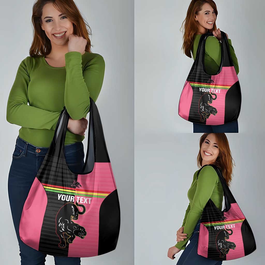 Custom Panthers Rugby Grocery Bag Black Pink Color Sporty Style