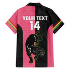 Custom Panthers Rugby Hawaiian Shirt Black Pink Color Sporty Style