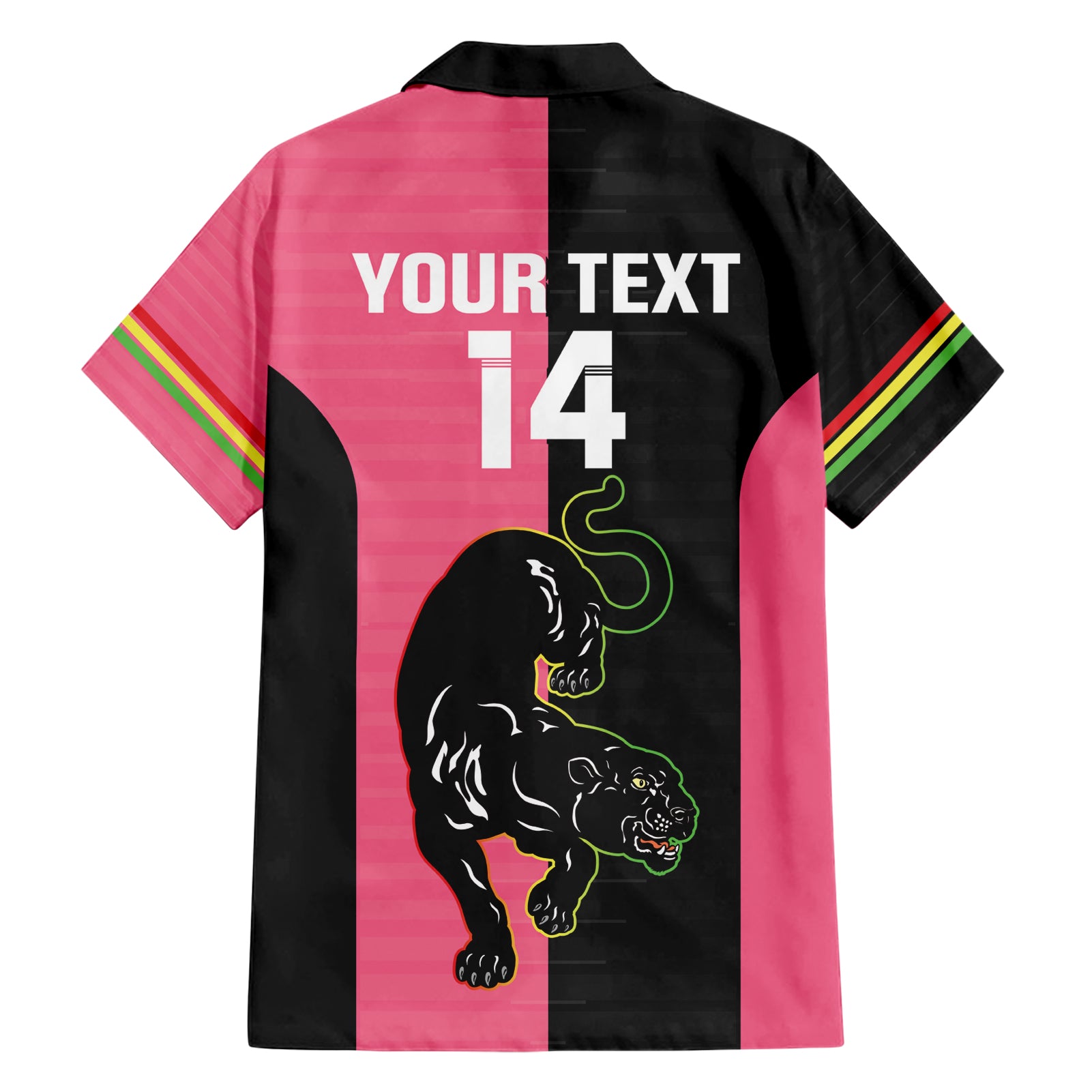 Custom Panthers Rugby Hawaiian Shirt Black Pink Color Sporty Style