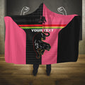 Custom Panthers Rugby Hooded Blanket Black Pink Color Sporty Style