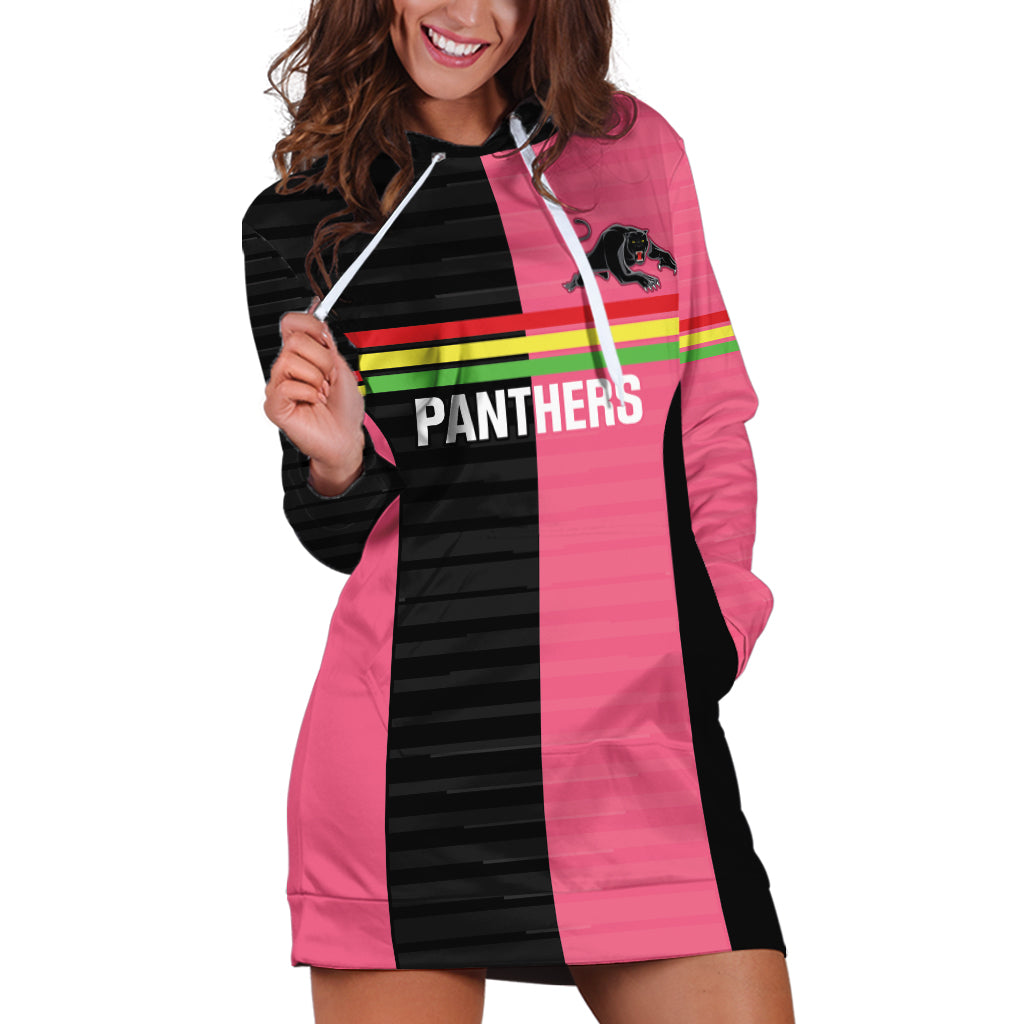 Custom Panthers Rugby Hoodie Dress Black Pink Color Sporty Style