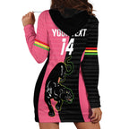Custom Panthers Rugby Hoodie Dress Black Pink Color Sporty Style