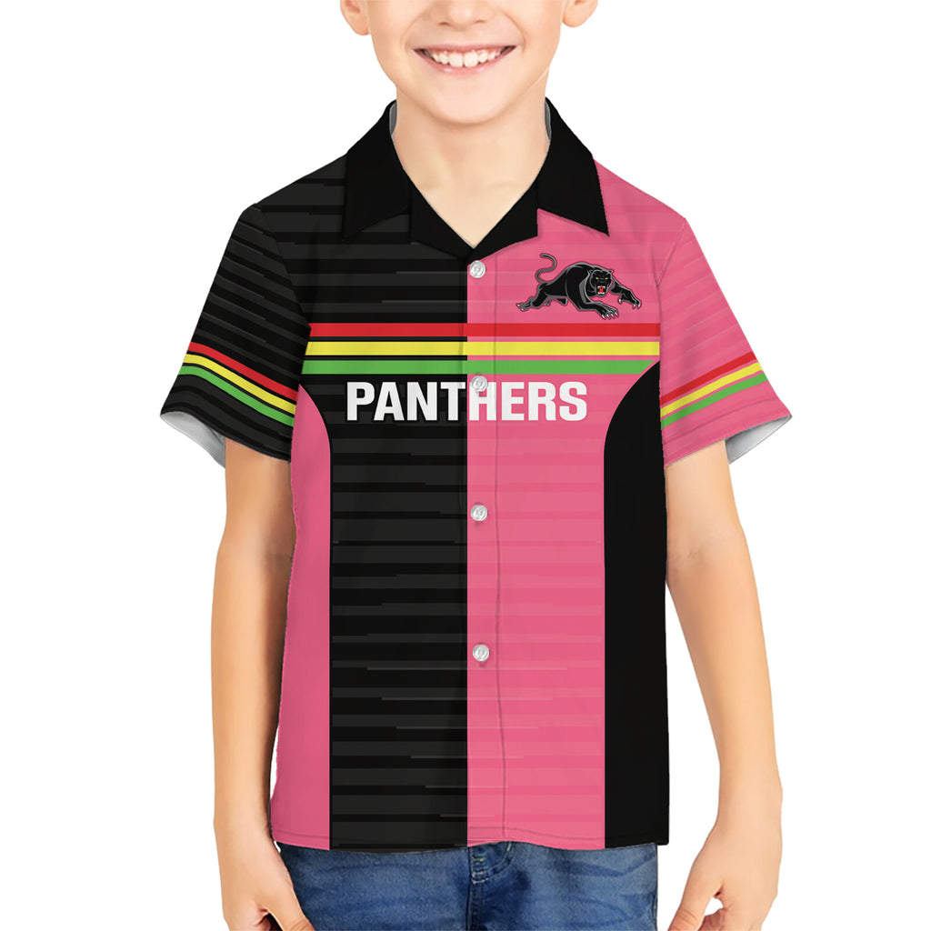 Custom Panthers Rugby Kid Hawaiian Shirt Black Pink Color Sporty Style