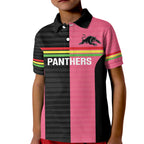 Custom Panthers Rugby Kid Polo Shirt Black Pink Color Sporty Style