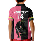 Custom Panthers Rugby Kid Polo Shirt Black Pink Color Sporty Style