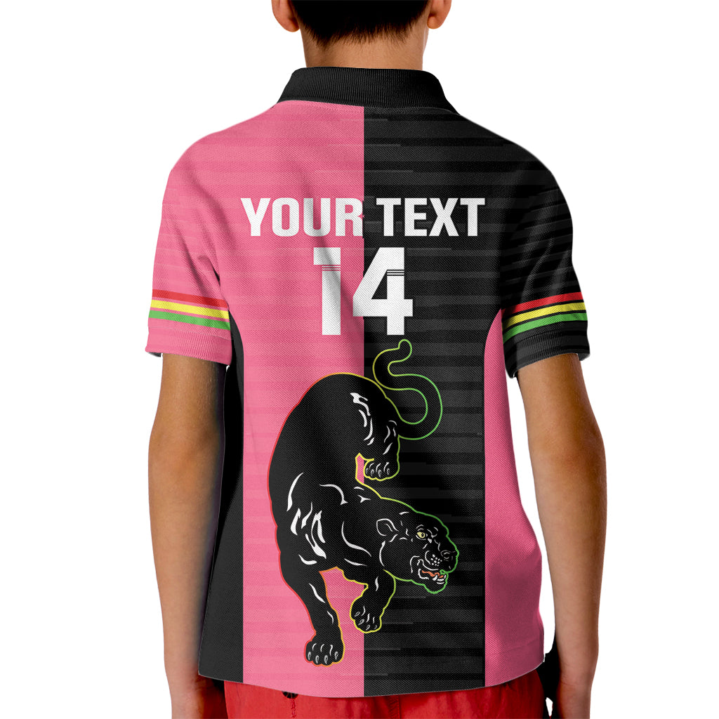 Custom Panthers Rugby Kid Polo Shirt Black Pink Color Sporty Style