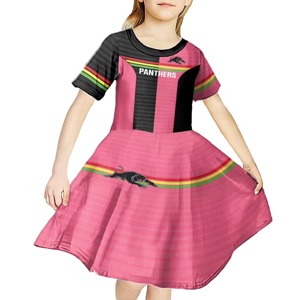 Custom Panthers Rugby Kid Short Sleeve Dress Black Pink Color Sporty Style