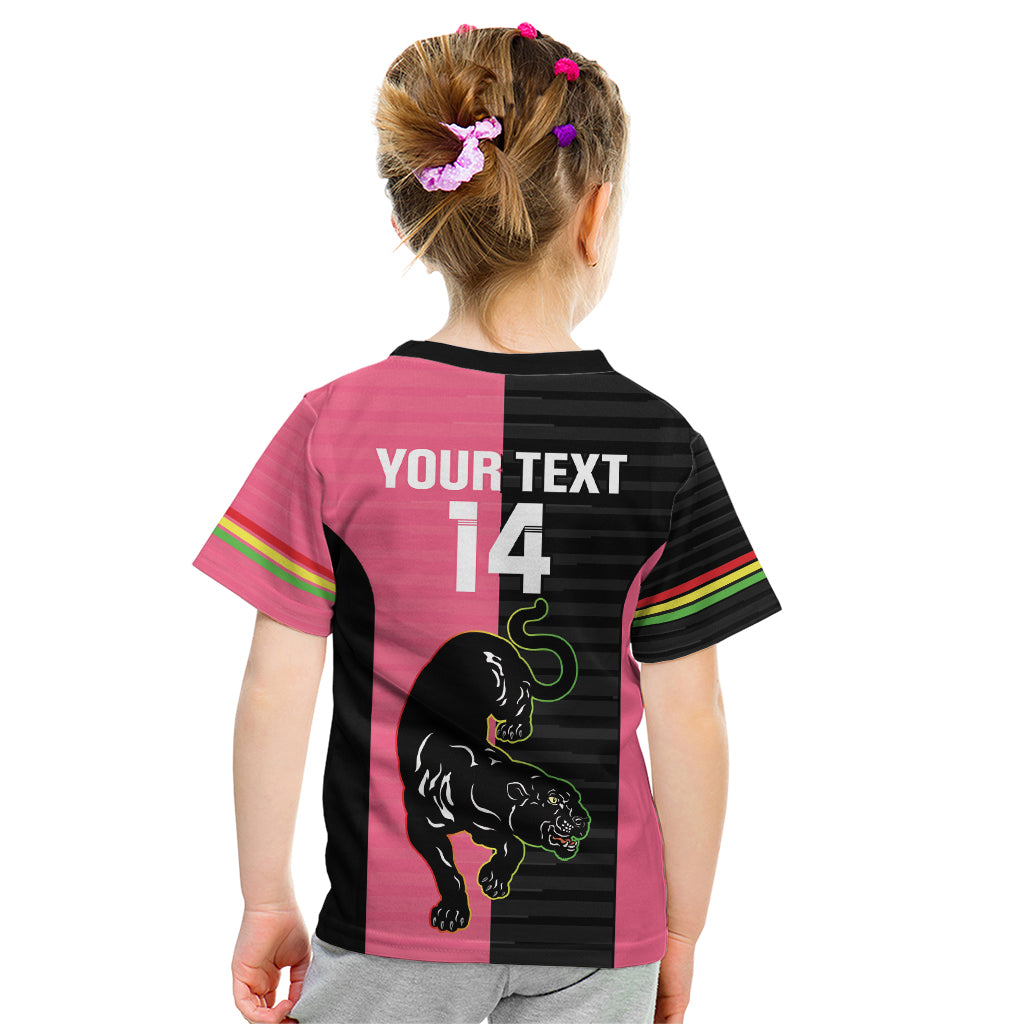 Custom Panthers Rugby Kid T Shirt Black Pink Color Sporty Style