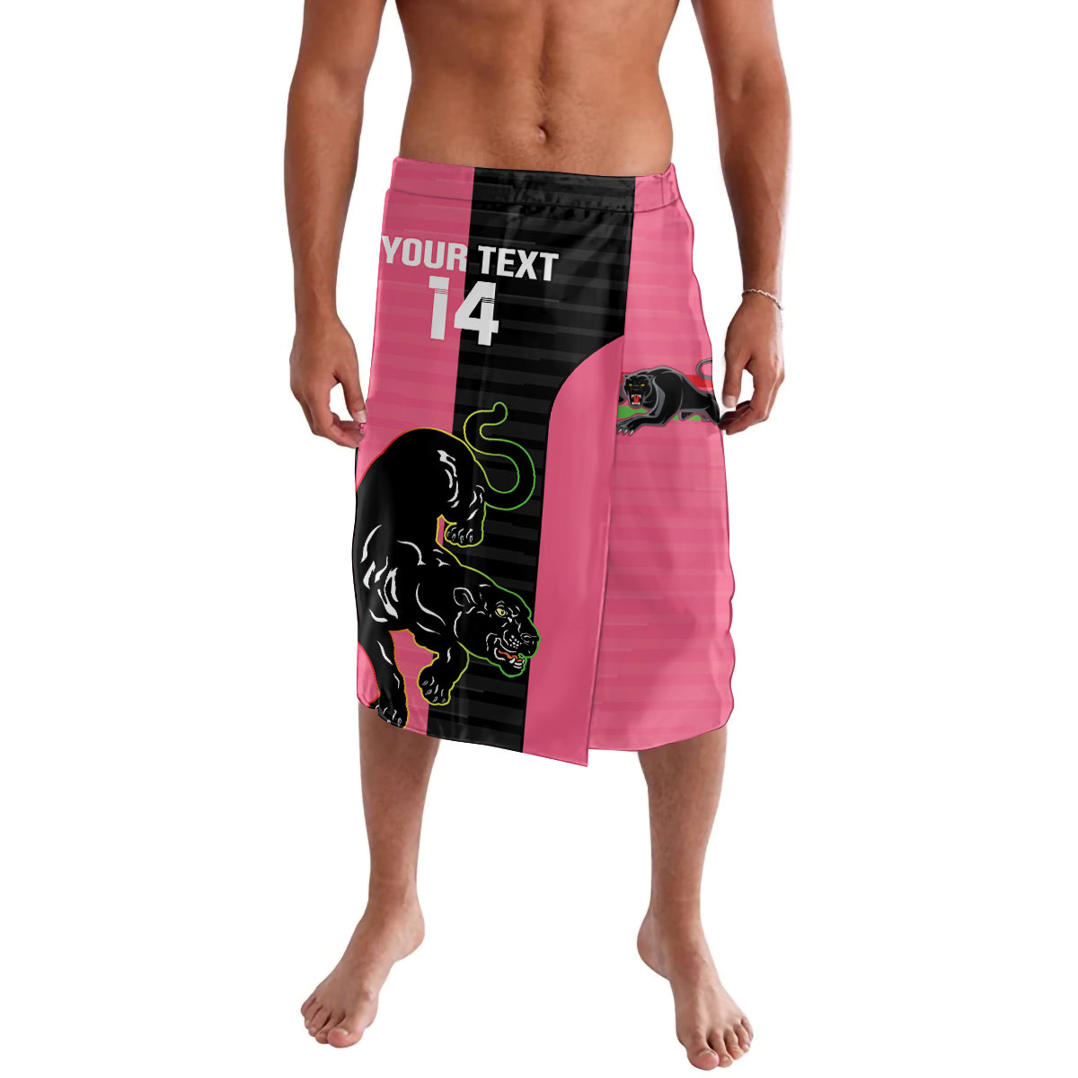 Custom Panthers Rugby Lavalava Black Pink Color Sporty Style