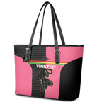 Custom Panthers Rugby Leather Tote Bag Black Pink Color Sporty Style