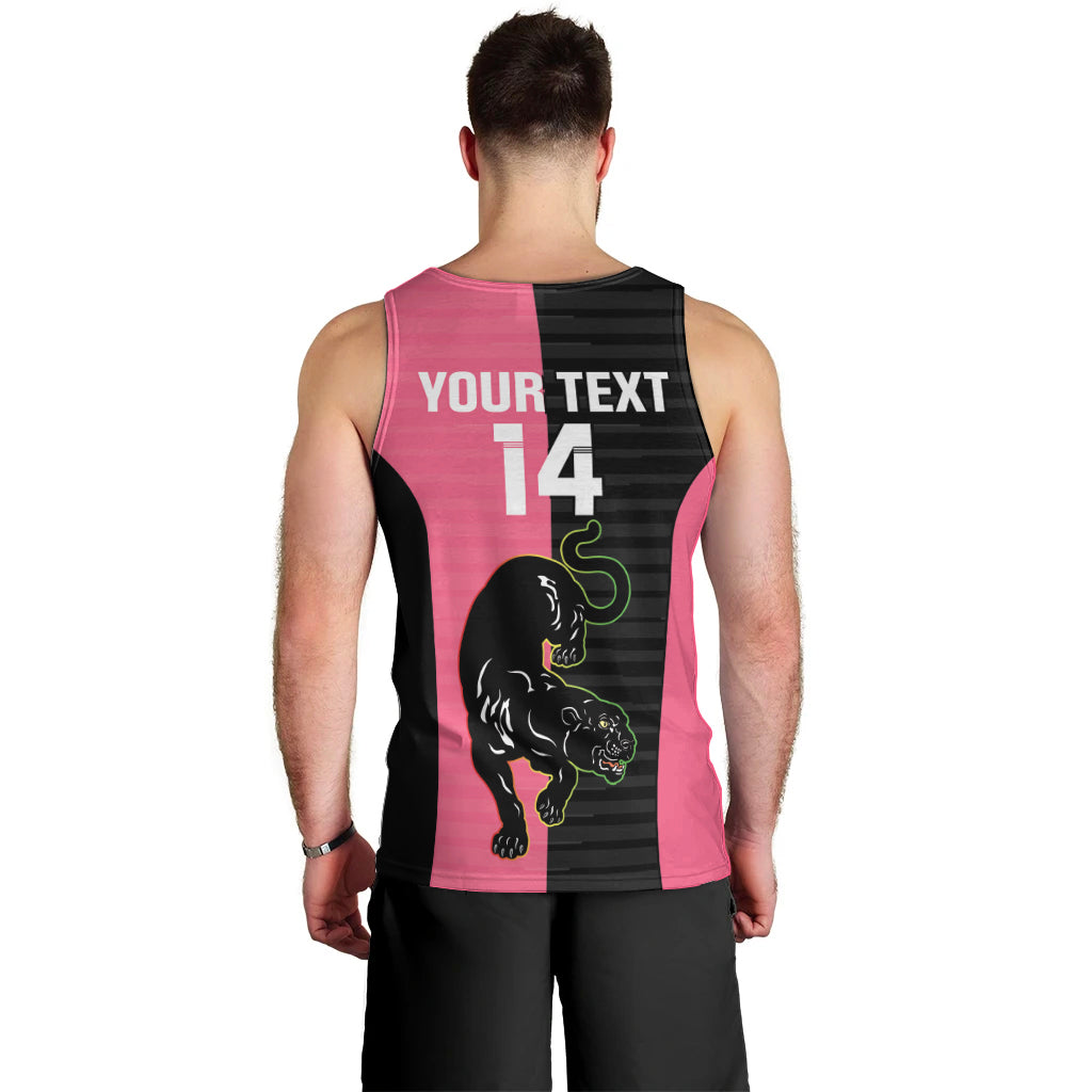Custom Panthers Rugby Men Tank Top Black Pink Color Sporty Style
