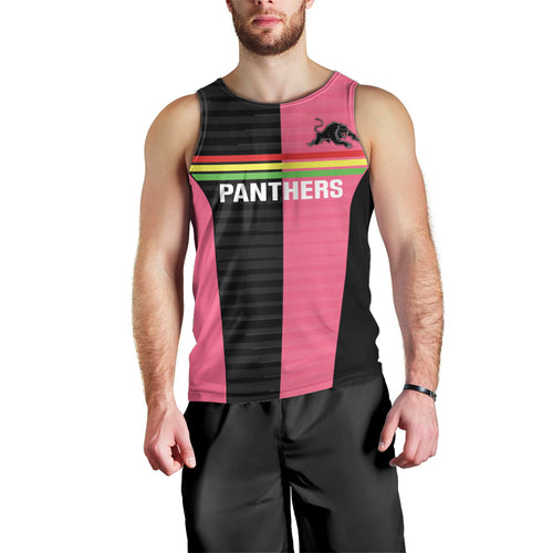Custom Panthers Rugby Men Tank Top Black Pink Color Sporty Style