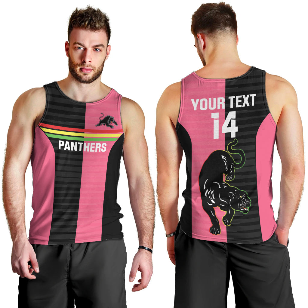 Custom Panthers Rugby Men Tank Top Black Pink Color Sporty Style