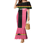 Custom Panthers Rugby Mermaid Dress Black Pink Color Sporty Style
