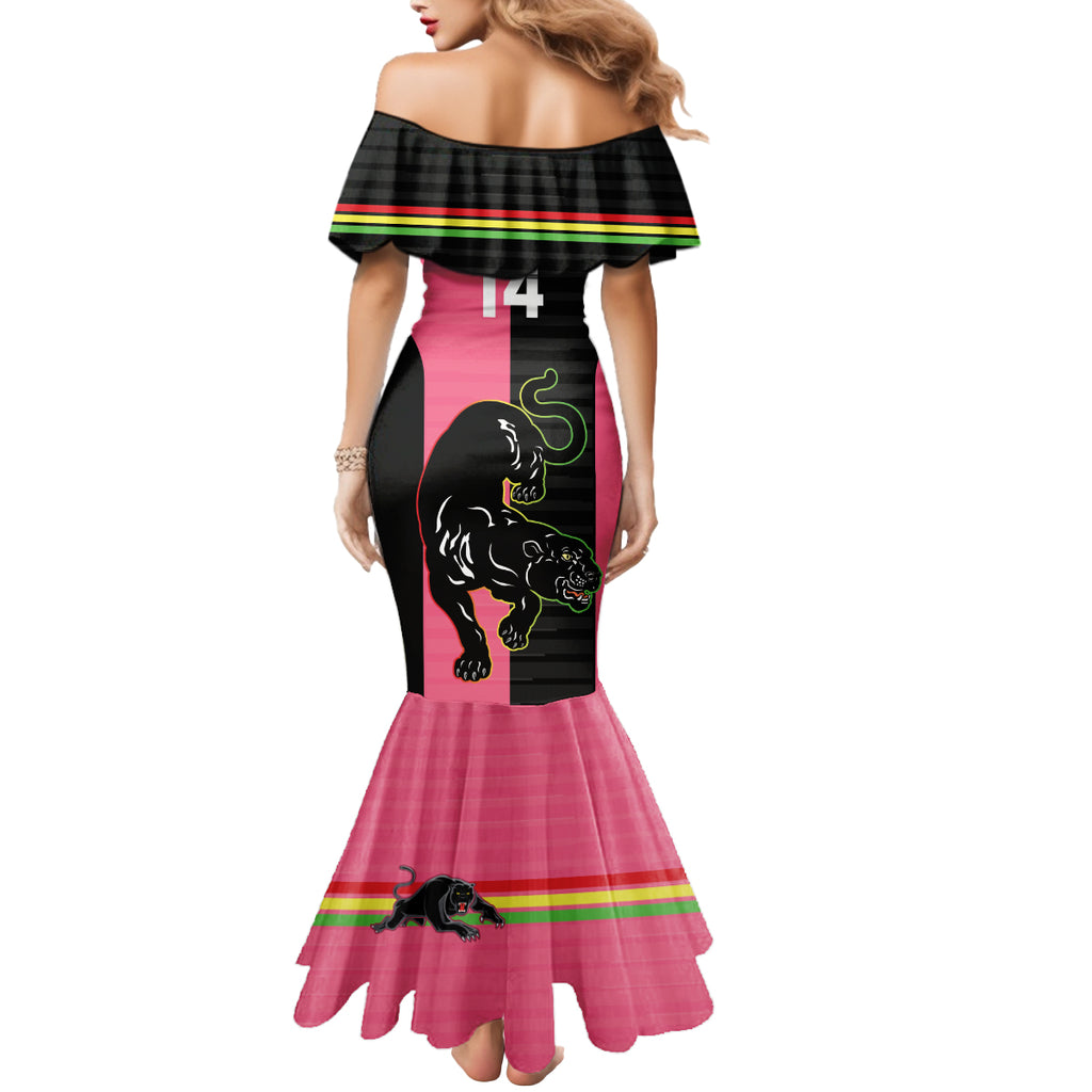 Custom Panthers Rugby Mermaid Dress Black Pink Color Sporty Style