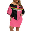 Custom Panthers Rugby Off Shoulder Short Dress Black Pink Color Sporty Style