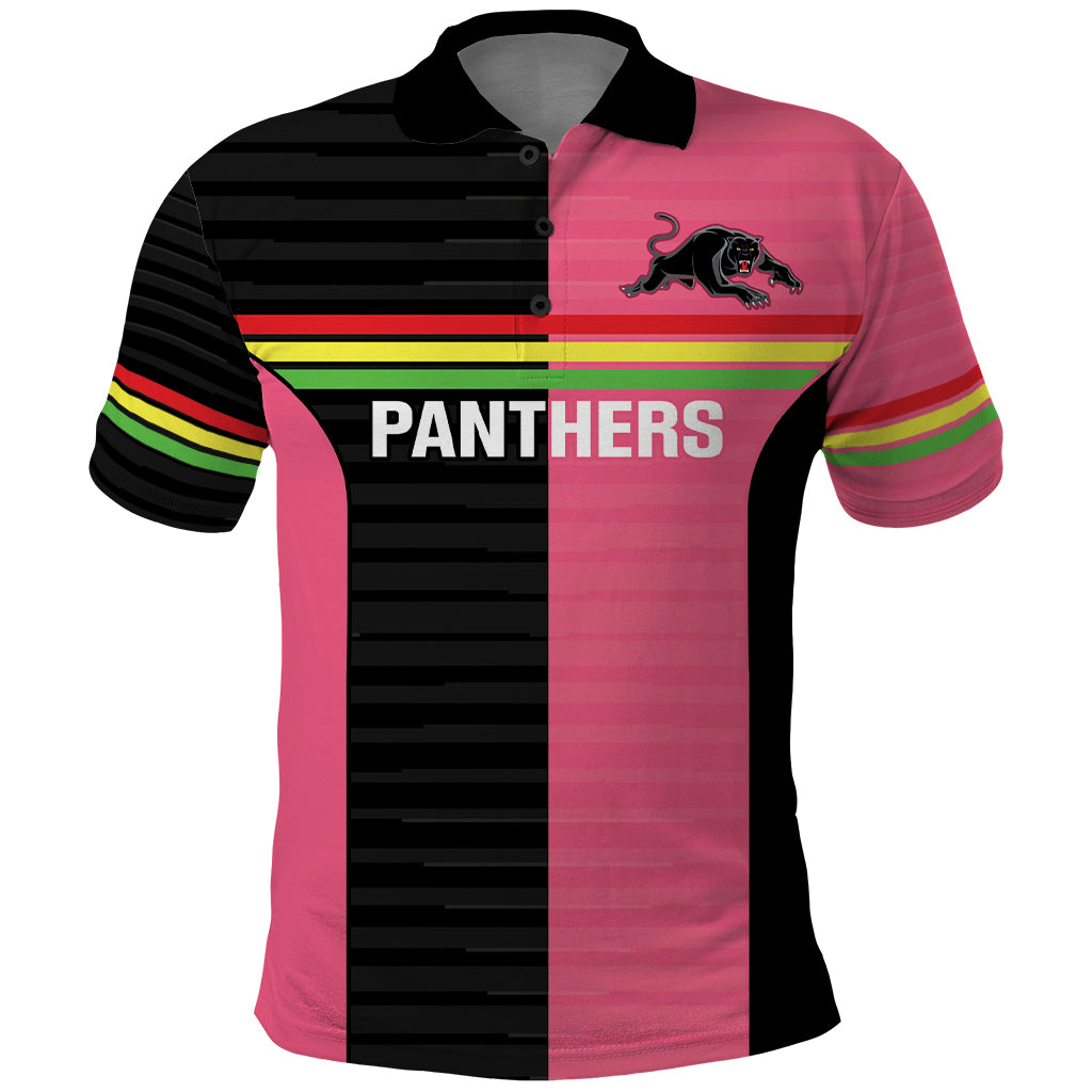Custom Panthers Rugby Polo Shirt Black Pink Color Sporty Style