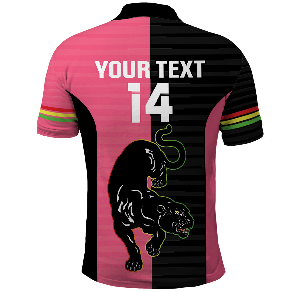 Custom Panthers Rugby Polo Shirt Black Pink Color Sporty Style