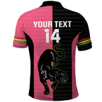 Custom Panthers Rugby Polo Shirt Black Pink Color Sporty Style