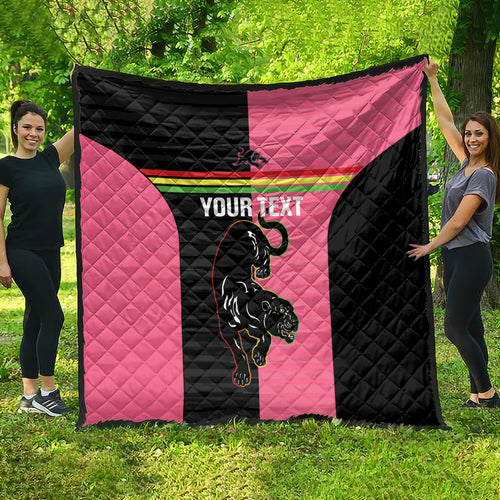Custom Panthers Rugby Quilt Black Pink Color Sporty Style