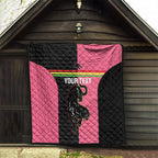 Custom Panthers Rugby Quilt Black Pink Color Sporty Style