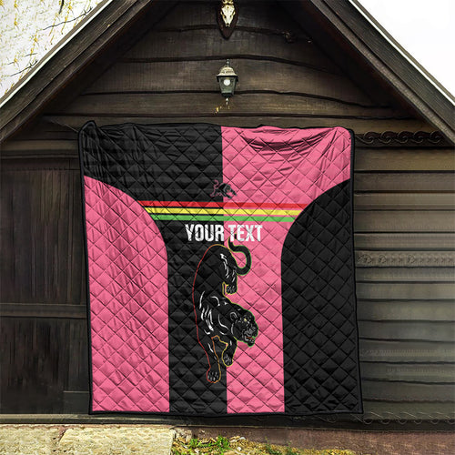 Custom Panthers Rugby Quilt Black Pink Color Sporty Style