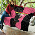 Custom Panthers Rugby Quilt Black Pink Color Sporty Style