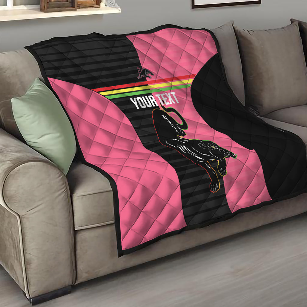 Custom Panthers Rugby Quilt Black Pink Color Sporty Style