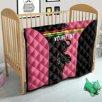 Custom Panthers Rugby Quilt Black Pink Color Sporty Style