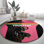 Custom Panthers Rugby Round Carpet Black Pink Color Sporty Style