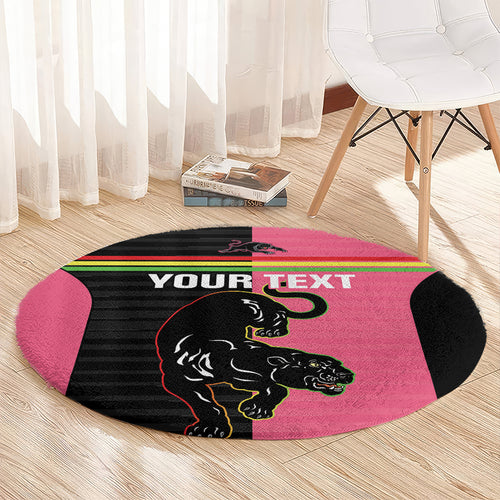Custom Panthers Rugby Round Carpet Black Pink Color Sporty Style