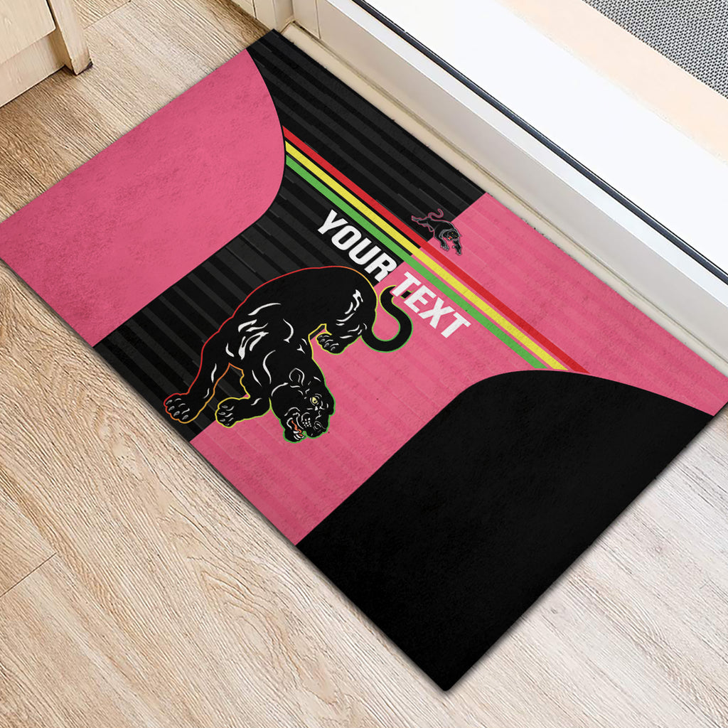 Custom Panthers Rugby Rubber Doormat Black Pink Color Sporty Style