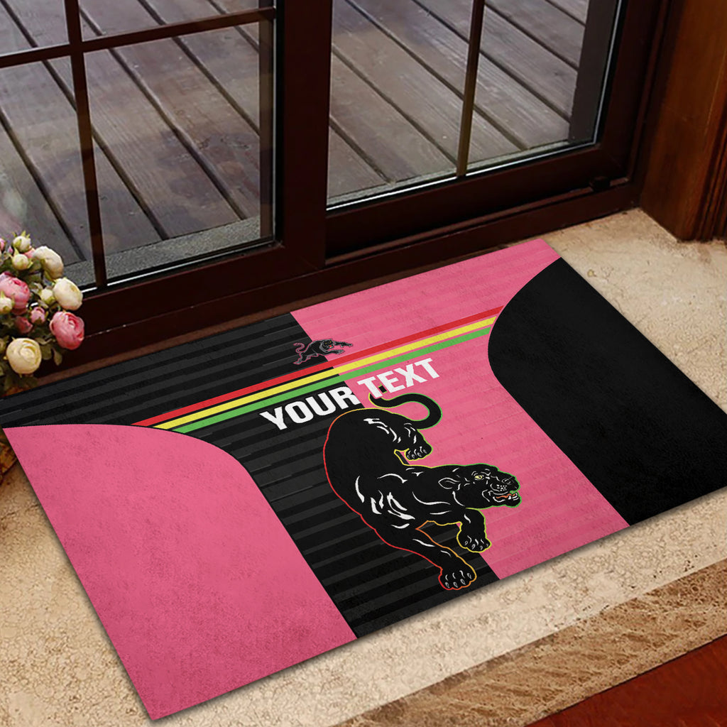 Custom Panthers Rugby Rubber Doormat Black Pink Color Sporty Style