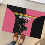 Custom Panthers Rugby Rubber Doormat Black Pink Color Sporty Style