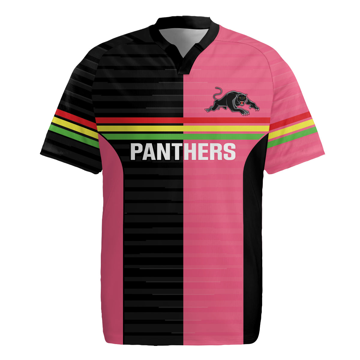 Custom Panthers Rugby Rugby Jersey Black Pink Color Sporty Style