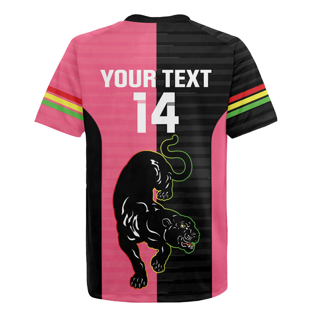 Custom Panthers Rugby Rugby Jersey Black Pink Color Sporty Style