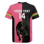 Custom Panthers Rugby Rugby Jersey Black Pink Color Sporty Style