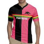 Custom Panthers Rugby Rugby Jersey Black Pink Color Sporty Style
