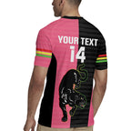 Custom Panthers Rugby Rugby Jersey Black Pink Color Sporty Style