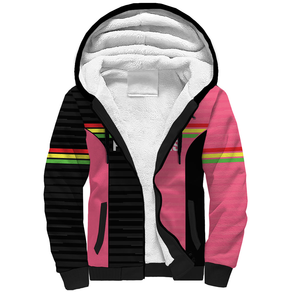 Custom Panthers Rugby Sherpa Hoodie Black Pink Color Sporty Style