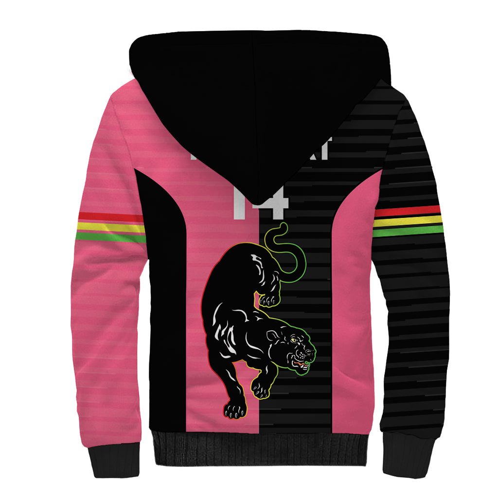 Custom Panthers Rugby Sherpa Hoodie Black Pink Color Sporty Style